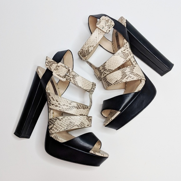 Topshop Shoes - Topshop Snakeskin Strappy Platform High Heels